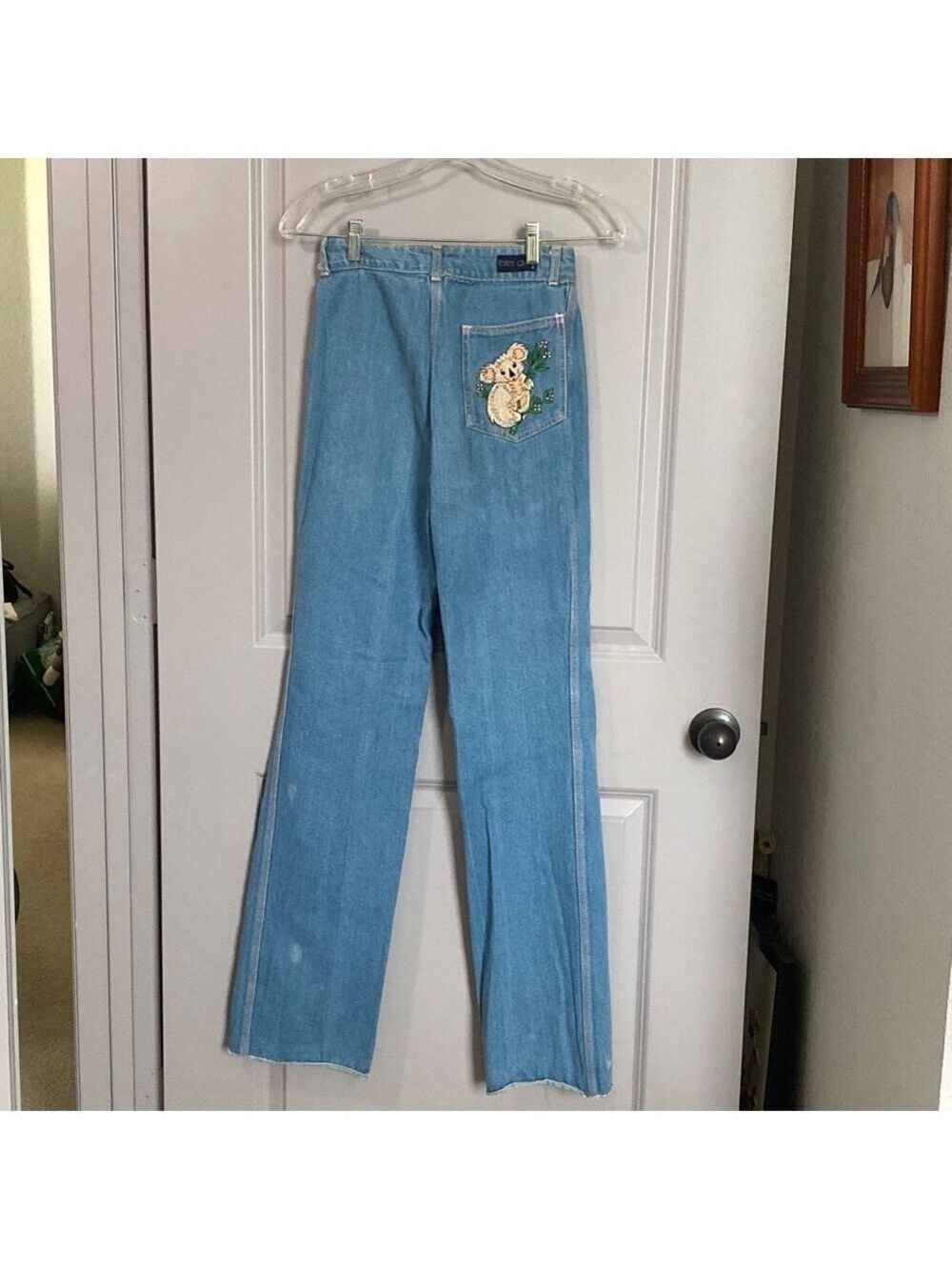 Faded Glory Juniors 11 Blue Koala Embroidered Flare Jeans